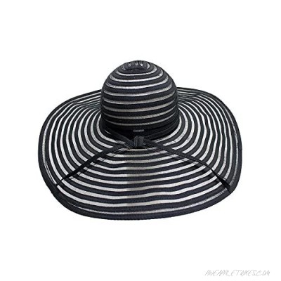 Luxury Divas Black & Sheer Striped Wide Brim Floppy Hat