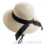 POBIYEIO Sun Hats for Women Wide Brim Straw Hat Floppy Beach Hat Travel Foldable Brim Sun Protection Hat Summer UV Hat
