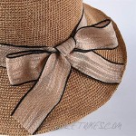 XUE XUEJIONG Straw hat Spring and Summer New Bow fine Paper Grass Hand Hook Visor Foldable Big Sunscreen Beach hat XUE (Color : Beige Size : The Adjustable)