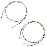 2 Pcs Colorful Beads Eyeglass Chains Set Lanyard Chain Holder Hanger Cords String Necklace Adjustable Jewelry for Unisex