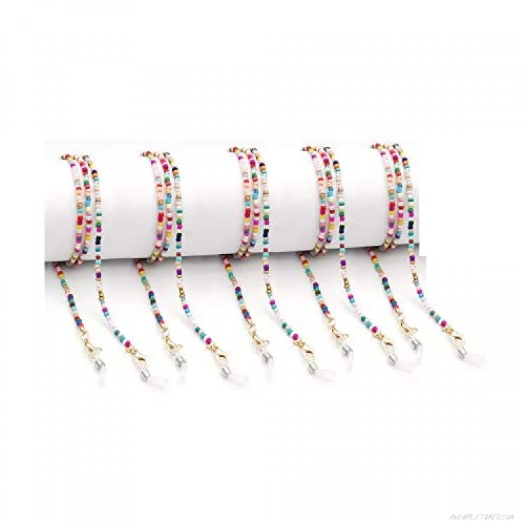 5 Pieces Colorful beads Eyeglass Chains Elegant Eyewear Retainer Beaded Eyeglass Strap Holder