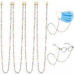 ANCIRS 4 Pack Face Cover Holder Chains with Clips Assorted Beaded Mask Lanyards Eyeglass Chain Strap Holder Sunglass Eyewear Retainer for Women & Girls