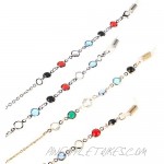 Gracelife 2 Pcs/Pack Multi-Color Glass Beads Decor Stainless Steel Eyeglass Chain Holder