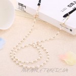 OULII Eyeglass Chain with Bowknot Imitation Pearls Glasses Strap Cords Sunglass Holder Lanyard Necklace Spectacles Holder Neck Cord Strap