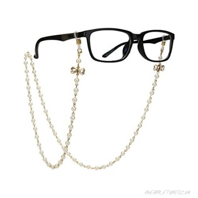 OULII Eyeglass Chain with Bowknot Imitation Pearls Glasses Strap Cords Sunglass Holder Lanyard Necklace Spectacles Holder Neck Cord Strap