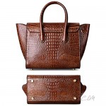 PIFUREN Large Handbags for Women Top handle Bags Genuine Leather Crocodile Handbag