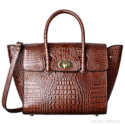 PIFUREN Large Handbags for Women Top handle Bags Genuine Leather Crocodile Handbag