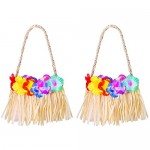 URATOT 2 Pack Women Summer Fancy Dress Accessory Hawaiian Handbag with Colorful Flower for Luau Beach Party