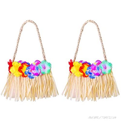 URATOT 2 Pack Women Summer Fancy Dress Accessory Hawaiian Handbag with Colorful Flower for Luau Beach Party