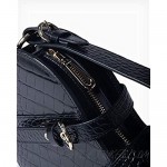 Womens Designer Handbags Small Black Purse Fashion Trendy Croc Genuine Leather Handbag from VHNY - NYC Brand