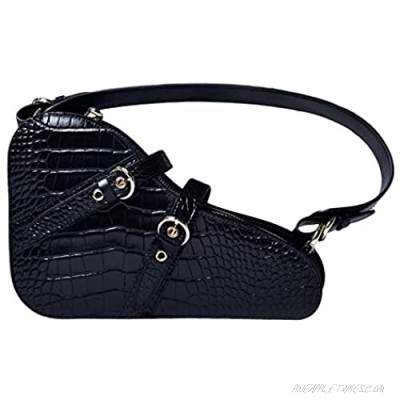 Womens Designer Handbags Small Black Purse Fashion Trendy Croc Genuine Leather Handbag from VHNY - NYC Brand
