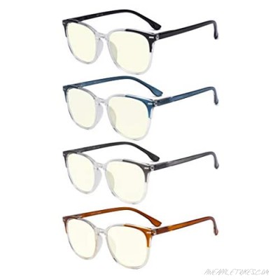 GTSY 4-Pairs Blue Light Blocking Reading Glasses - Cute Large Frame Glasses for Women Anti Glare Eyeglasses