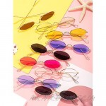 18 Pairs Vintage Slender Oval Sunglasses Small Metal Frames Designer Gothic Glasses Candy Colors Retro Hippie Eyewear for Women Men