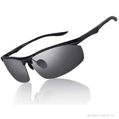 CONRAD RONTGEN Polarized Sports Sunglasses for Men Women Half Frame for Wide Head Lightweight Al-Mg Alloy