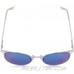 Foster Grant Women's Hailey Mrf Round Sunglasses Silver/Ice Blue Mirror 51.6 mm