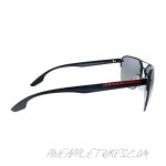Prada Linea Rossa PS 54VS 1AB3M1 Black Metal Geometric Sunglasses Grey Lens