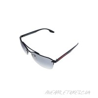 Prada Linea Rossa PS 54VS 1AB3M1 Black Metal Geometric Sunglasses Grey Lens