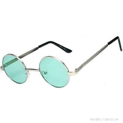 Round Retro Small Circle Tint & Mirror Colored Lens 43-55 mm Sunglasses Metal