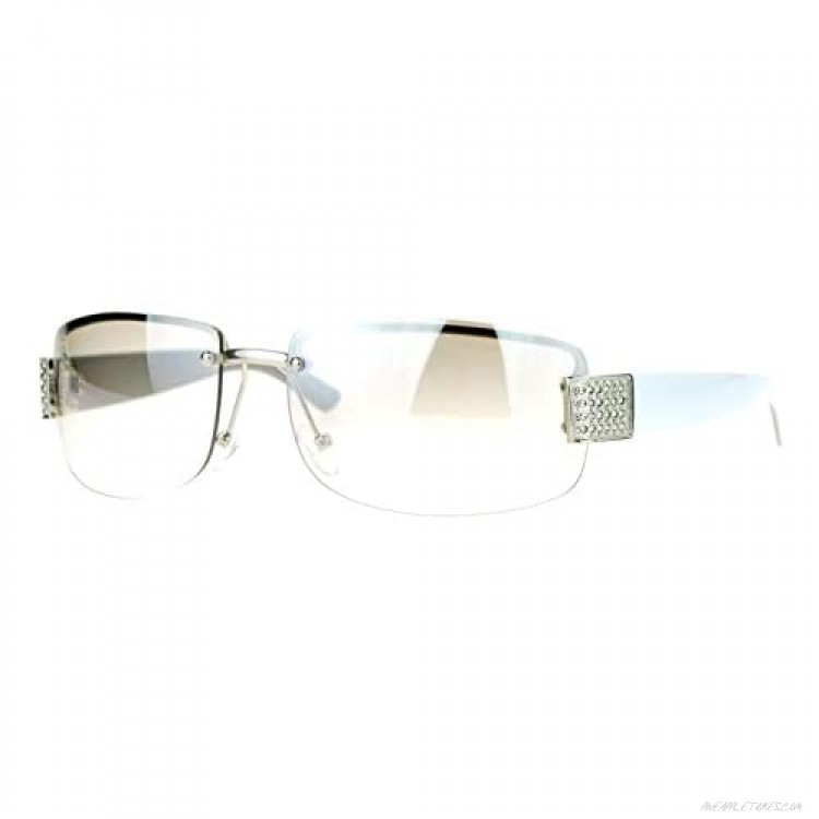 SA106 Rimless Rhinestone Jewel Hinge Luxury Bling Sunglasses