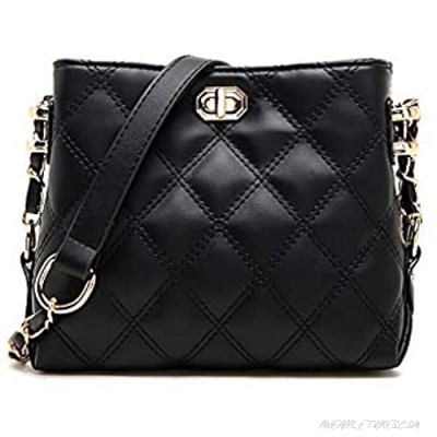 Bestsent Women's Small Leather Crossbody Bag Quilted Shoulder Purse with Chain Strap