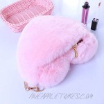 FENICAL Cellphone Purse Plush Heart Shaped Crossbody Bag with Chain Cute Fluffy Shoulder Bag for Women Ladies - Red