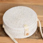 Kbinter Handwoven Round Rattan Straw Bag for Women Shoulder Leather Button Straps Natural Chic Handmade Boho Bag Bali Purse
