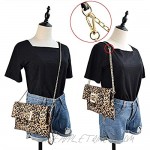 LifeMate Leopard Clutch Shoulder Crossbody Foldover Wristlet Bag for Women Ladies Girls PU Faux Suede Leather