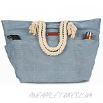Malirona Large Canvas Beach Bag Shoulder Bags 6 pockets 44L Weekend Holiday Perfect Bag