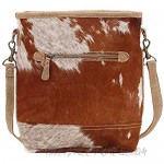 Myra Bag Nut Brown Upcycled Canvas & Cowhide Shoulder Bag S-1463