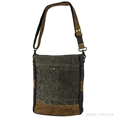 Myra Bag Walnut Upcycled Canvas Shoulder Bag S-1362 Gray One Size Medium