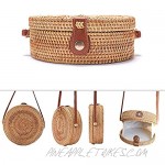 SAIGON CHIC Handwoven Round Rattan Bag Shoulder Leather Straps Natural Chic | Hand Woven Straw Crossbody Wicker Purse for Women