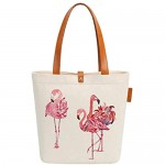 So'each Canvas & Beach Tote Bag Three Flamingos Love Graphic Handbag Shoulder Bag