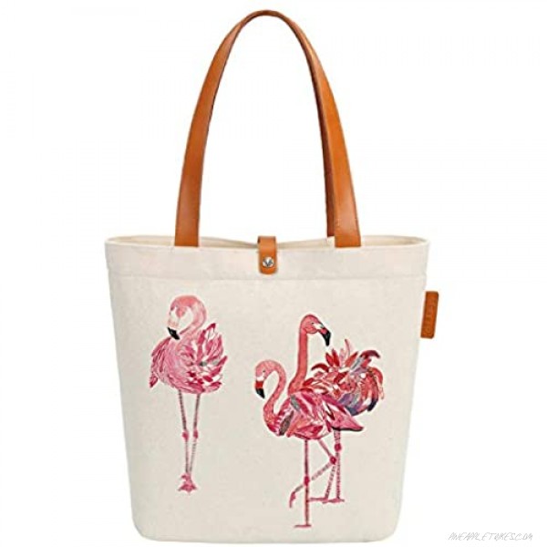 So'each Canvas & Beach Tote Bag Three Flamingos Love Graphic Handbag Shoulder Bag