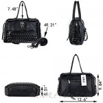 UTO Women Skull Tote Bag Rivet Studded Handbag PU Leather Purse Shoulder Bags 385C