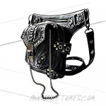 Wendin Rock Leather & Vintage Gothic Retro Steampunk Handbag Victorian Style Shoulder Waist Bag Black