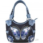 Western Style Butterfly Tooled Buckle Concealed Carry Purse Country Handbag Women Shoulder Bag Wallet Set