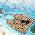 Women's Beach Straw Handbag Handmade Straw Bag Fishing Net Travel Beach Handbag Shopping Woven Shoulder Bag for Women Girl