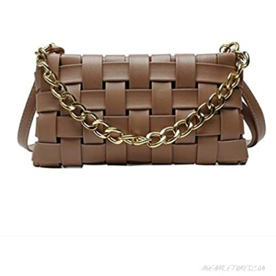 Women's Evening Handbags Braided Shoulder Bag Weave Purse with Chain