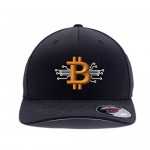 Bitcoin hat. Bitcoin Digital Currency. Embroidered. 6477 Flexfit Baseball Cap.