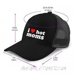 I Love hot Moms Hats for Men Women Fashionable Baseball Cap Funny Adjustable Dad Hat Black