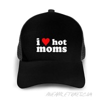 I Love hot Moms Hats for Men Women Fashionable Baseball Cap Funny Adjustable Dad Hat Black