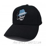 KUBILA Skull Skeleton Smoke Embroidery Design Baseball Caps for Men Women Classic Solid Flat Bill Character Cosplay hat Black Blue White