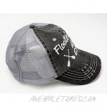 White Glitter Floatin' Hair Don't Care Distressed Look Grey Trucker Cap Hat River