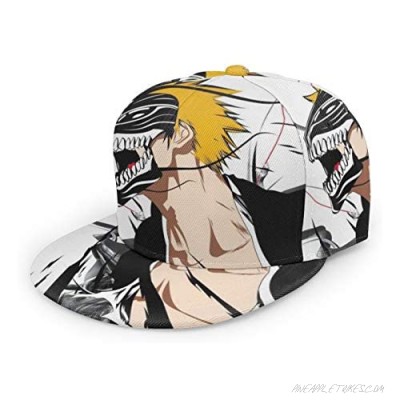 WXPENG Anime Bleach Baseball Cap Men Solid Flat Bill Adjustable Snapback Hats Unisex Perfect for Running Workouts and Outdoor Activities Black