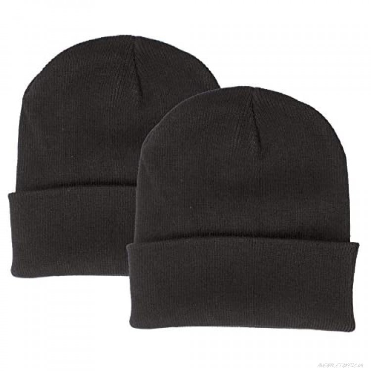 2 Pack Made in USA Thick Beanie Cuff Premium Headwear Winter Hat