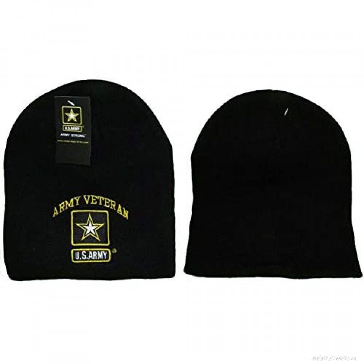 8 Black Army Veteran Embroidered Winter Beanie Skull Cap Toboggan Hat
