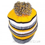 Best Winter Hats Quality Striped Variegated Cuffed Beanie W/Large Pom (L/XL)