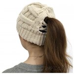 DANMY Ponytail Beanie for Women High Messy Bun Beanie Hat with Ponytail Hole Winter Warm Beanie Knit Hat