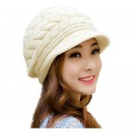 HINDAWI Winter Hats for Women Girls Warm Wool Knit Snow Ski Skull Cap with Visor
