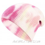 Lvaiz Tie Dye Cuffed Winter Beanie for Women Colorful Warm Unisex Knit Watch Hat Soft Winter Mens Skull Cap